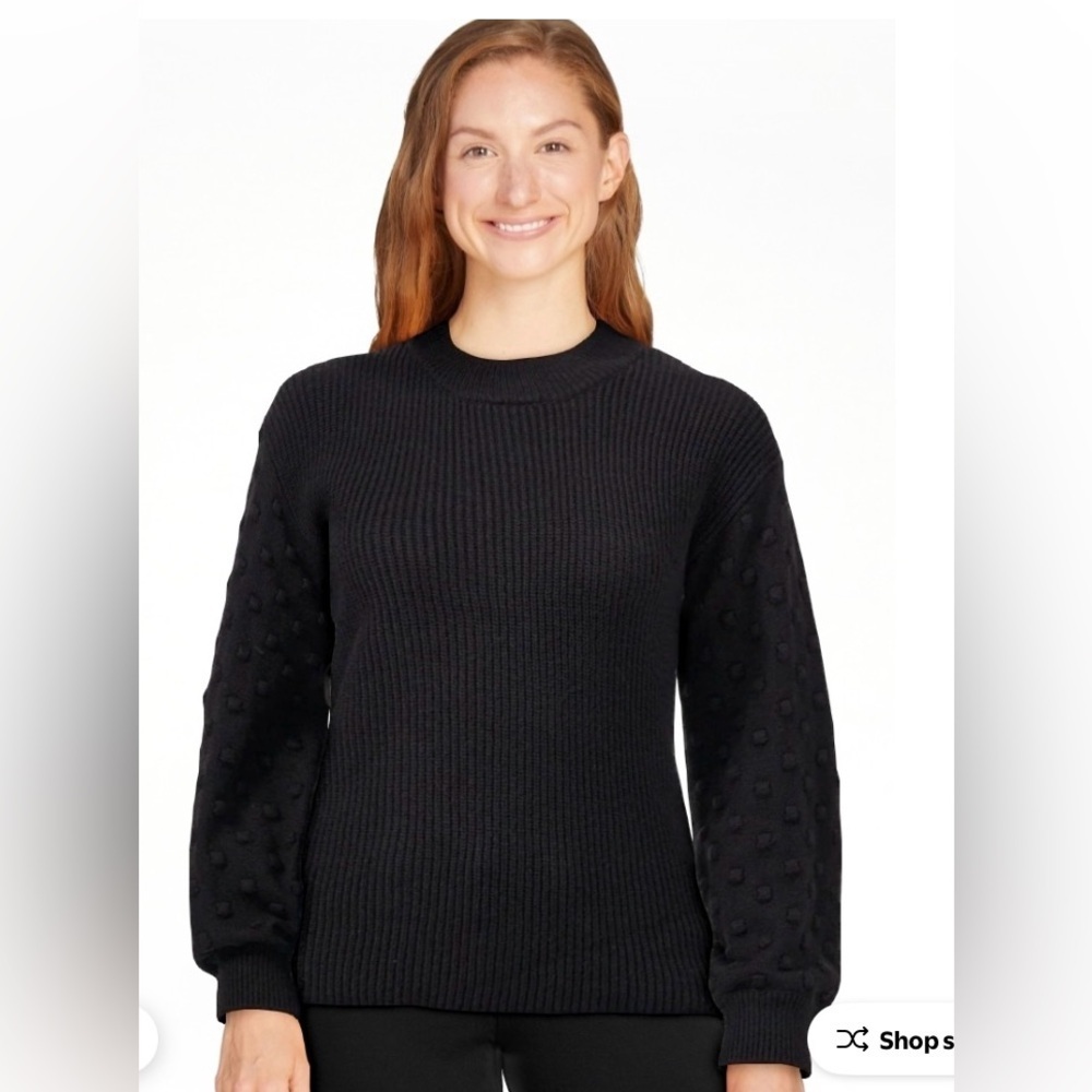 Vince Camuto Black Textured Crew Neck Sweater - Picture 4 of 5